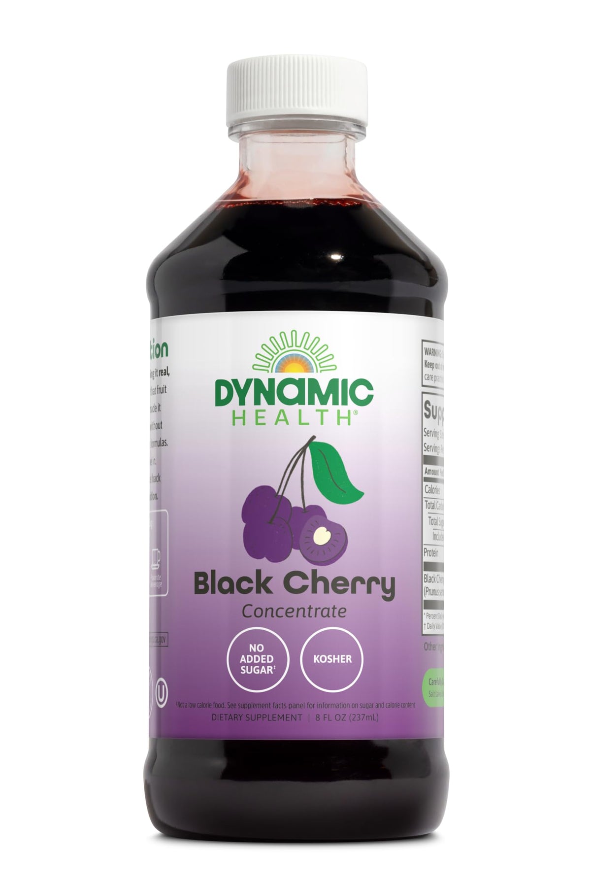 عصير الكرز الأسود المركز النقي من Dynamic Health – غير محلى 100%، 8 أونصة
