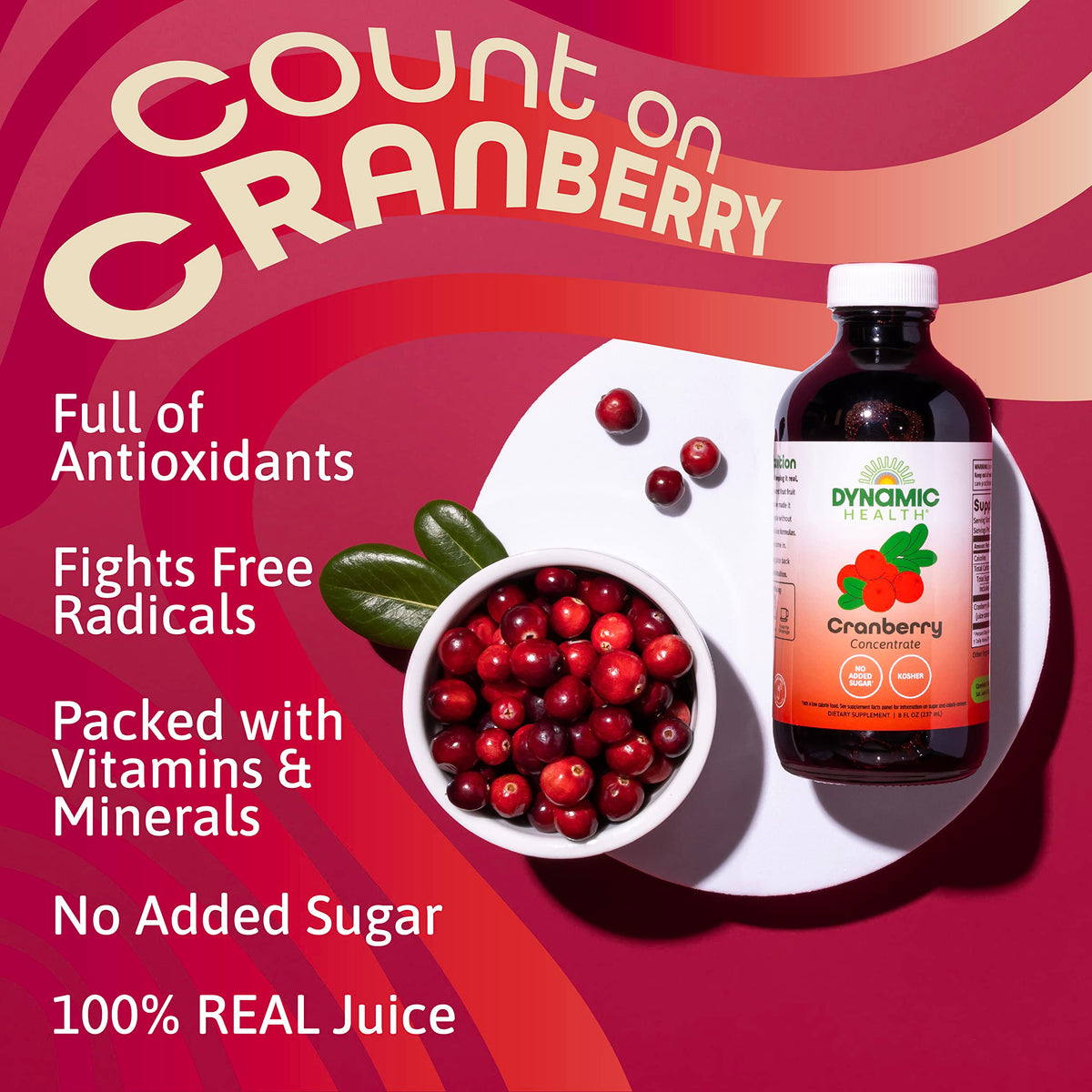 Dynamic Health Cranberry Juice Concentrate β Unsweetened, No Added Sugar, 8 Fl oz