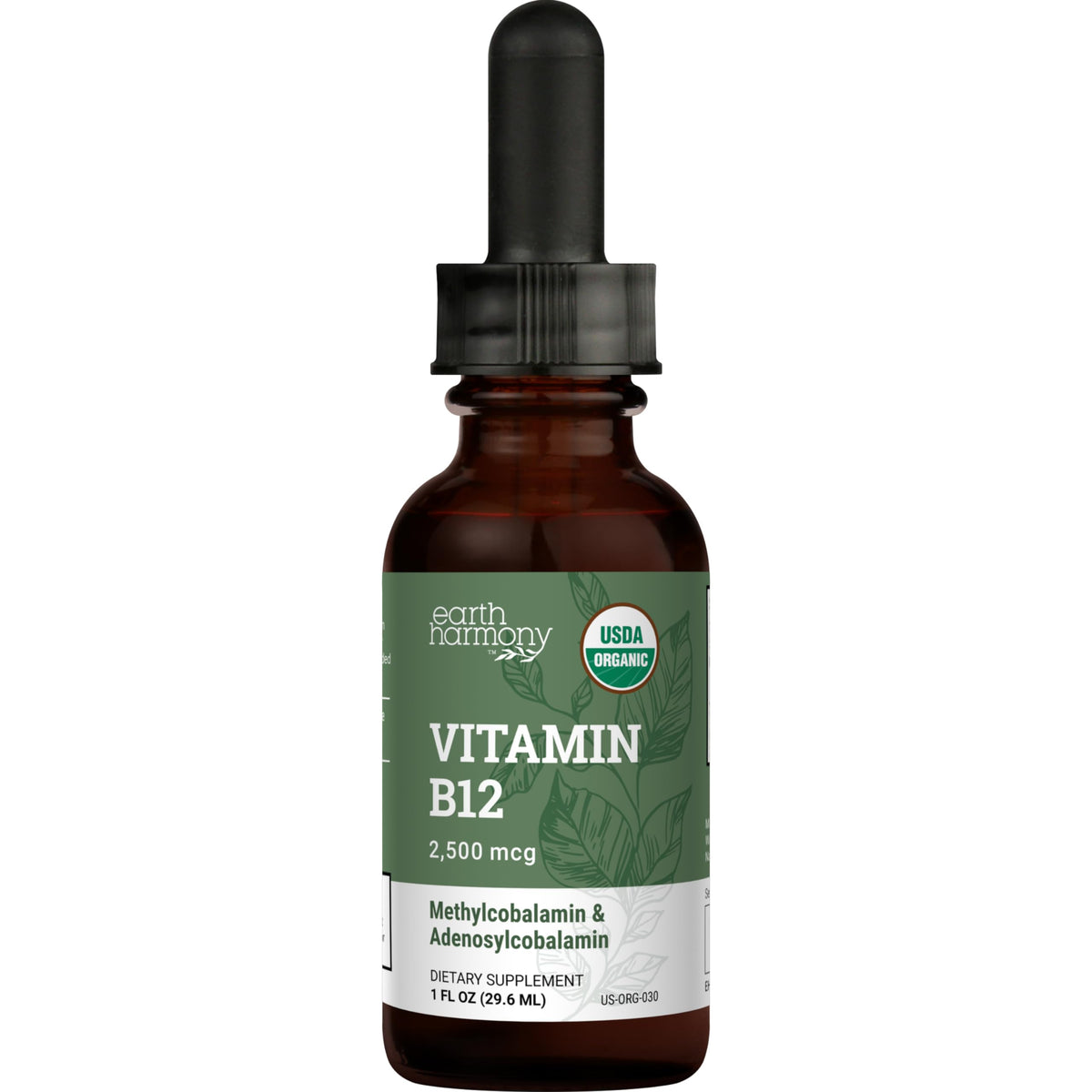 Earth Harmony Naturals عضوي نباتي سائل B12 تحت اللسان 2500 ميكروغرام
