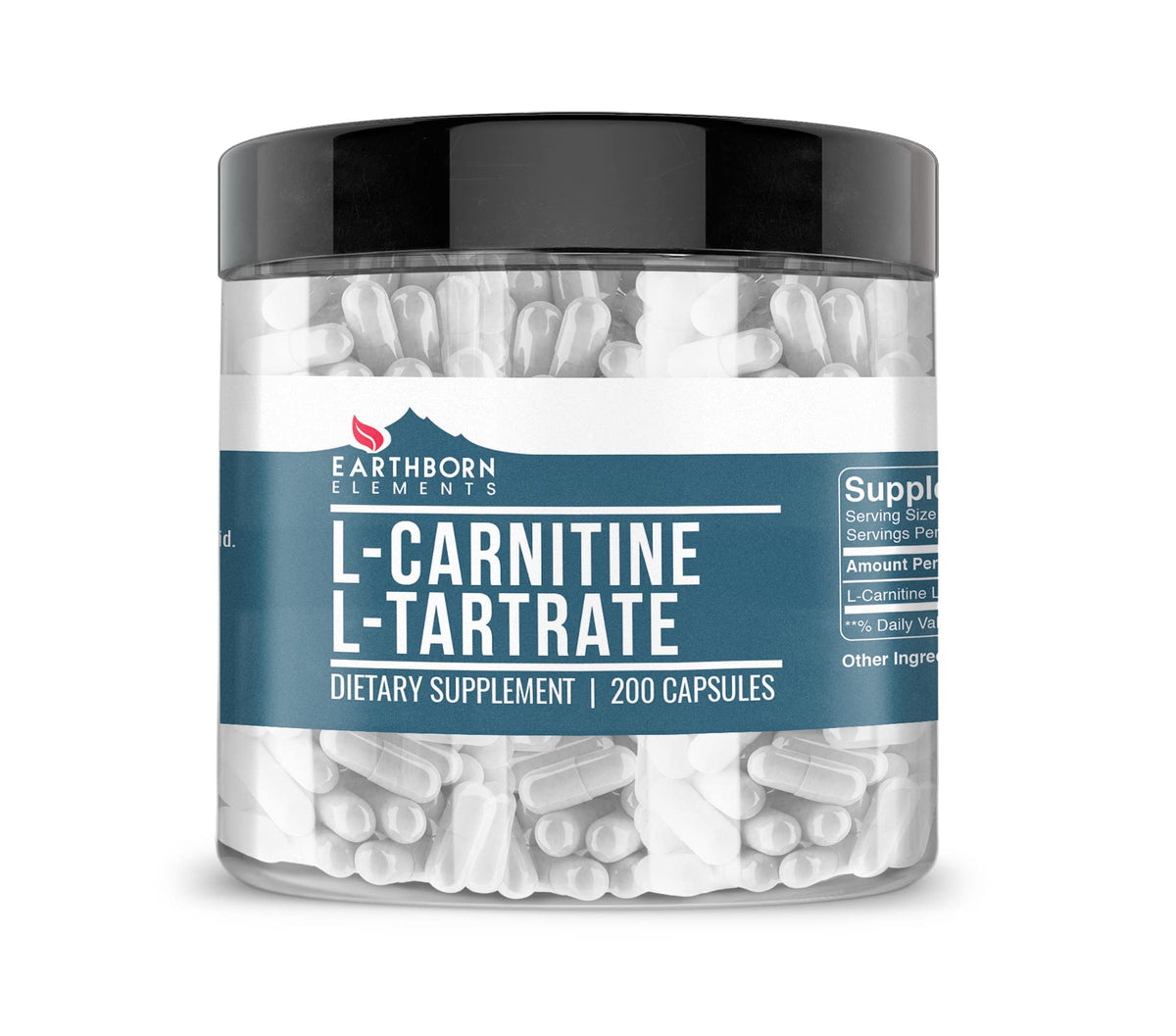 Earthborn Elements إل-كارنيتين طرطرات 200 كبسولة — خالٍ من الغلوتين وغير مخفف