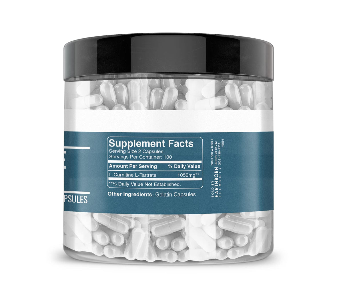 Earthborn Elements إل-كارنيتين طرطرات 200 كبسولة — خالٍ من الغلوتين وغير مخفف