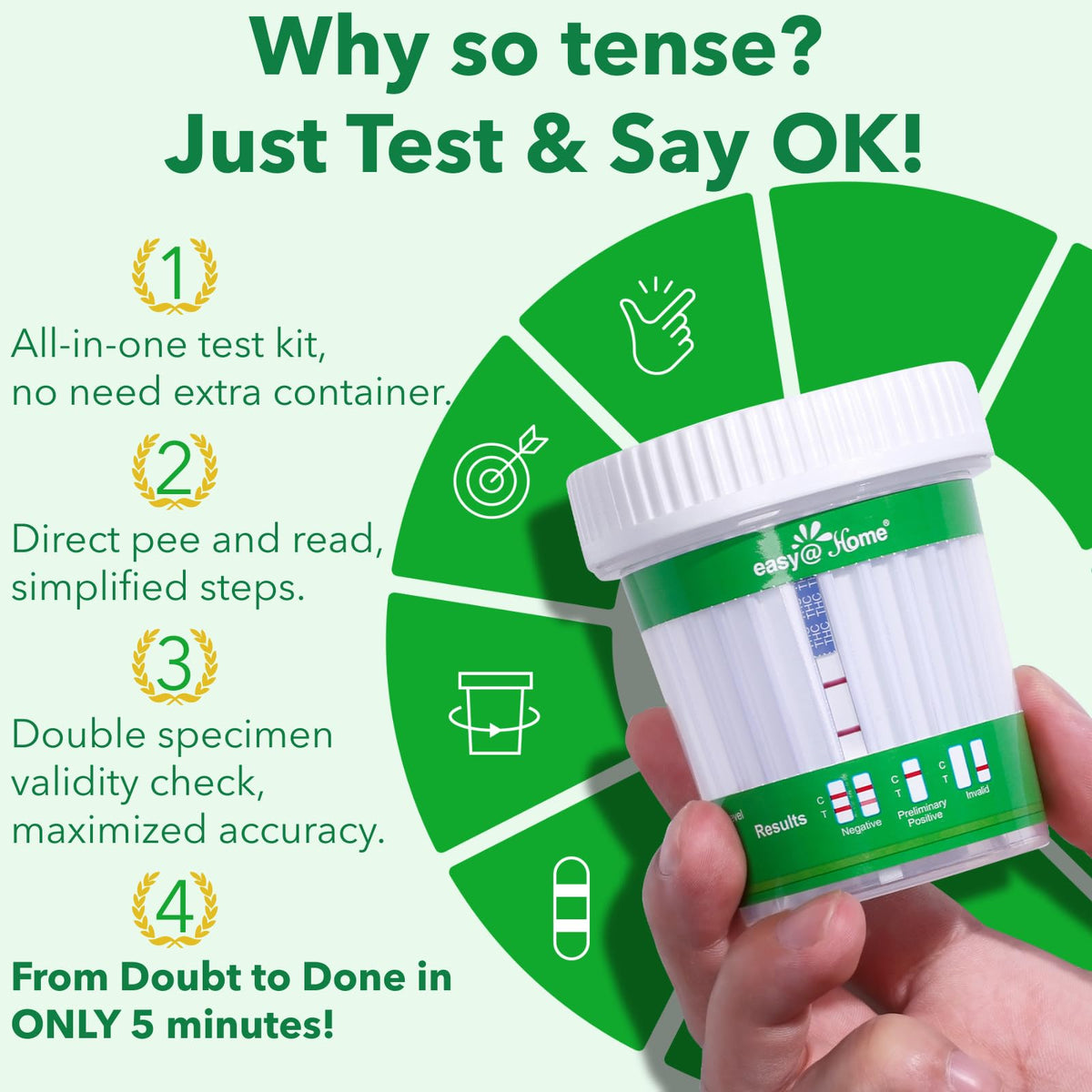 Easy@Home THC Urine Test Cup – 5-Minute Marijuana Drug Screen (1 Pack) #ECTH4-114A3