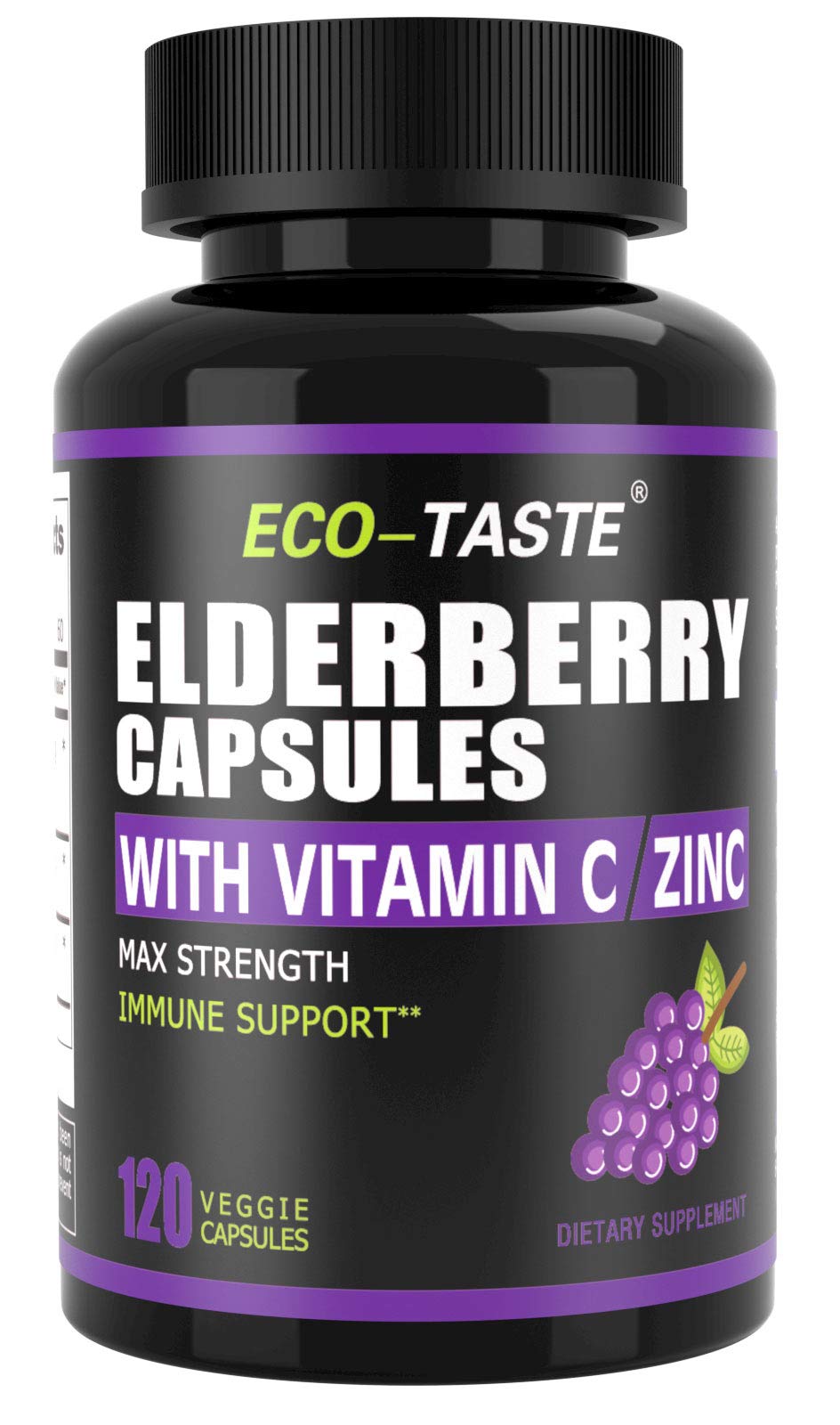 كبسولات البيلسان (Elderberry) إيكو-تيست مع الزنك وفيتامين سي | 120 كبسولة نباتية