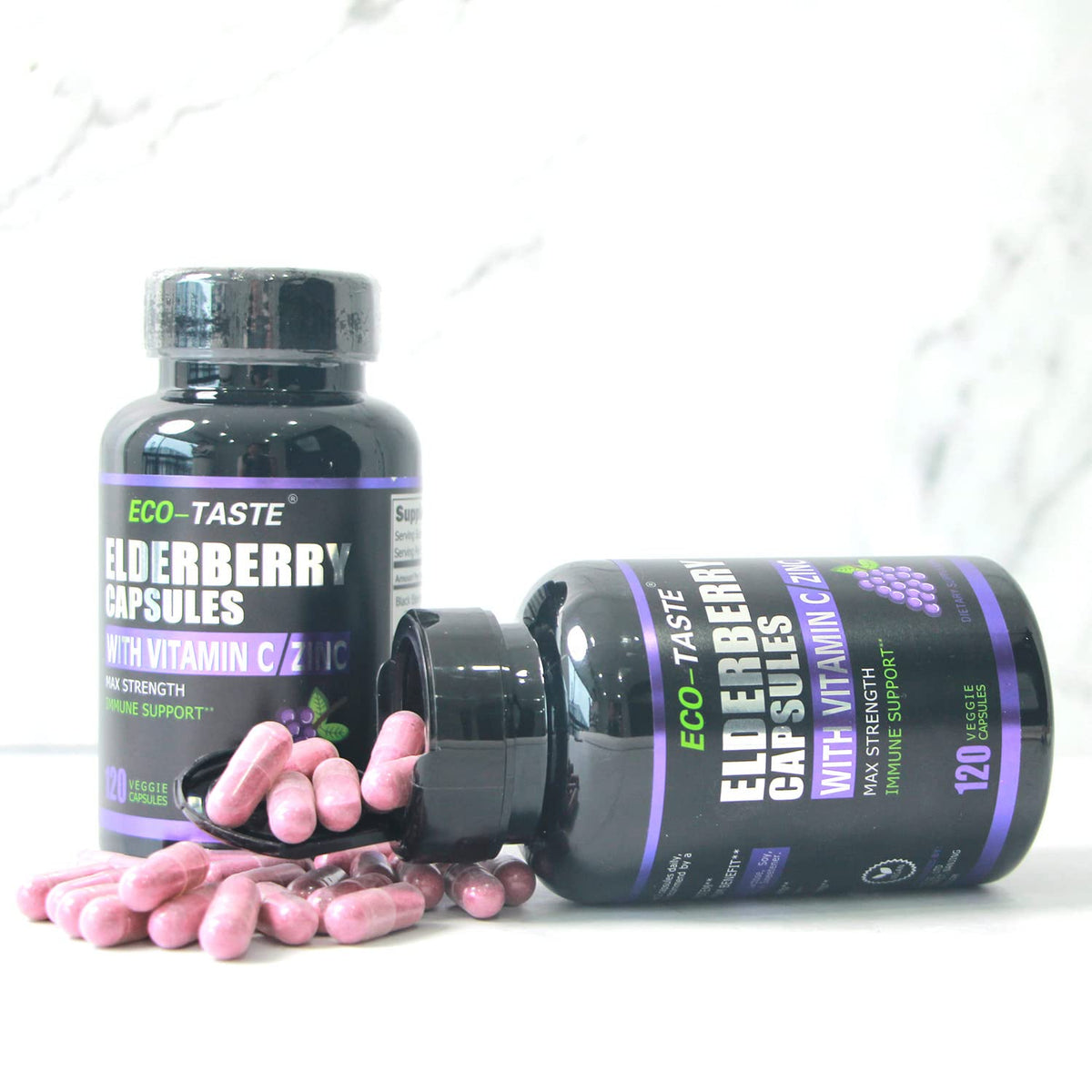 كبسولات البيلسان (Elderberry) إيكو-تيست مع الزنك وفيتامين سي | 120 كبسولة نباتية