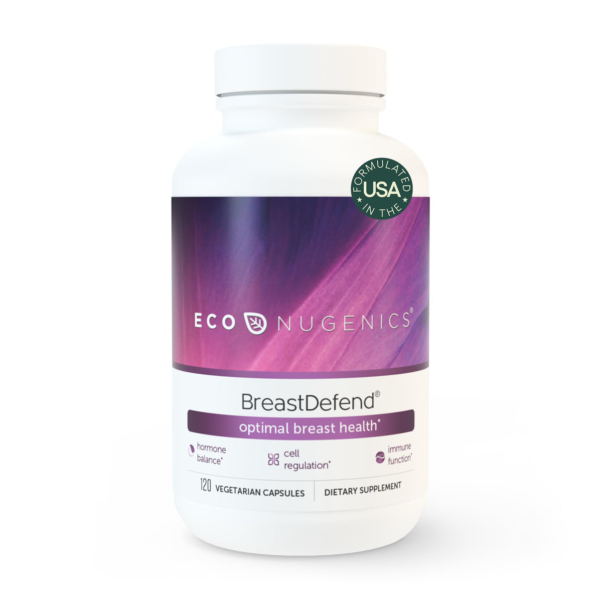 EcoNugenics BreastDefend DIM — يدعم صحة الثدي، توازن الهرمونات ودعم المناعة (120 كبسولة)