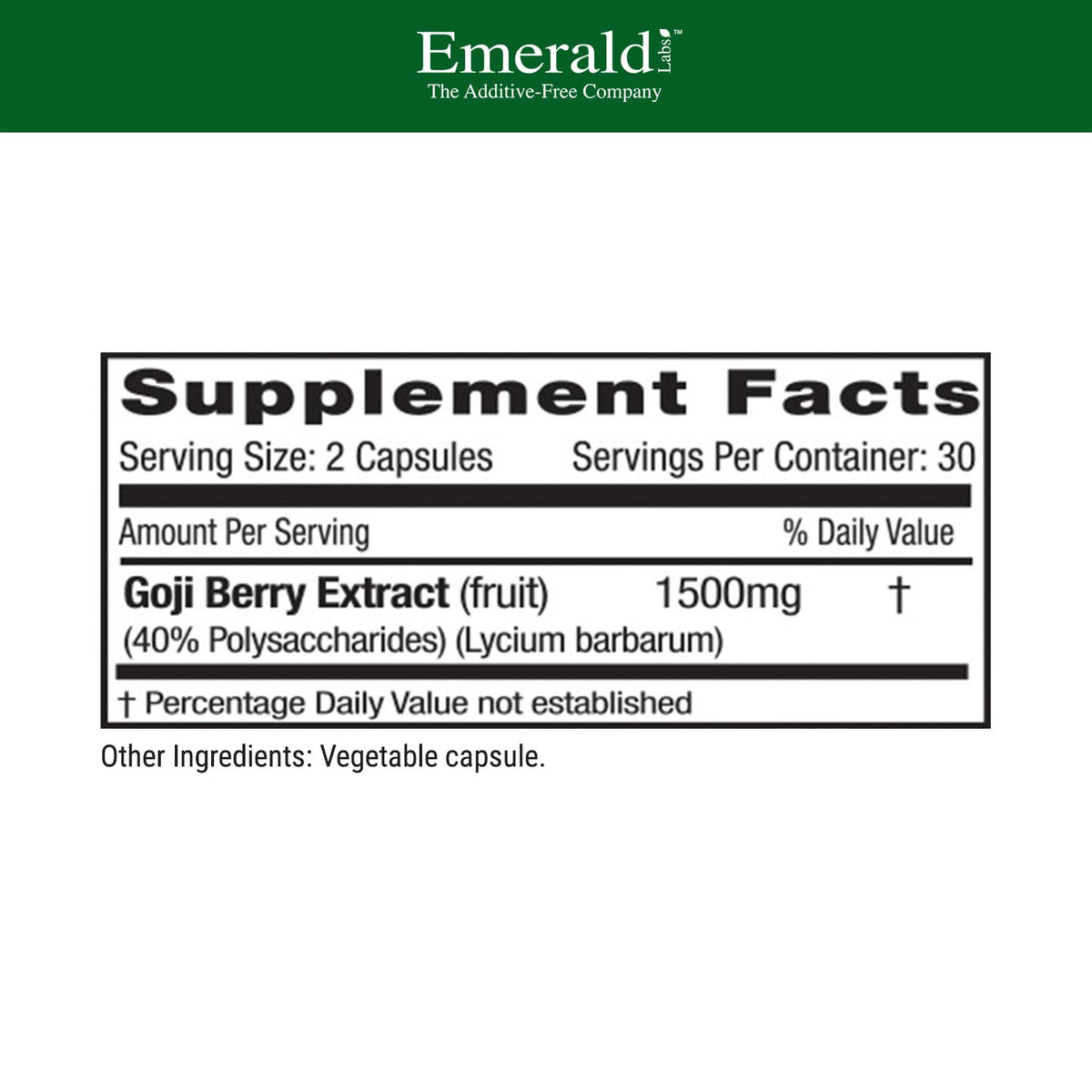 Emerald Labs Goji Berry β Immune & Liver Health Support, 60 Veg Capsules (30-Day Supply) β Vegan & Gluten-Free