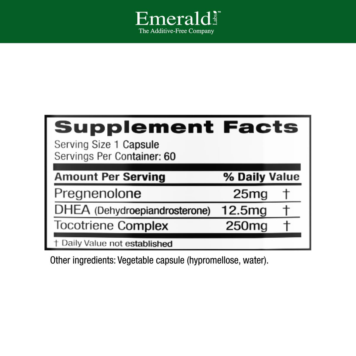 EMERALD LABS Pregnenolone 50mg + DHEA 25mg – 60 Veg Capsules (30-Day) | Brain Health, Immunity & Hormone Support | Gluten-Free
