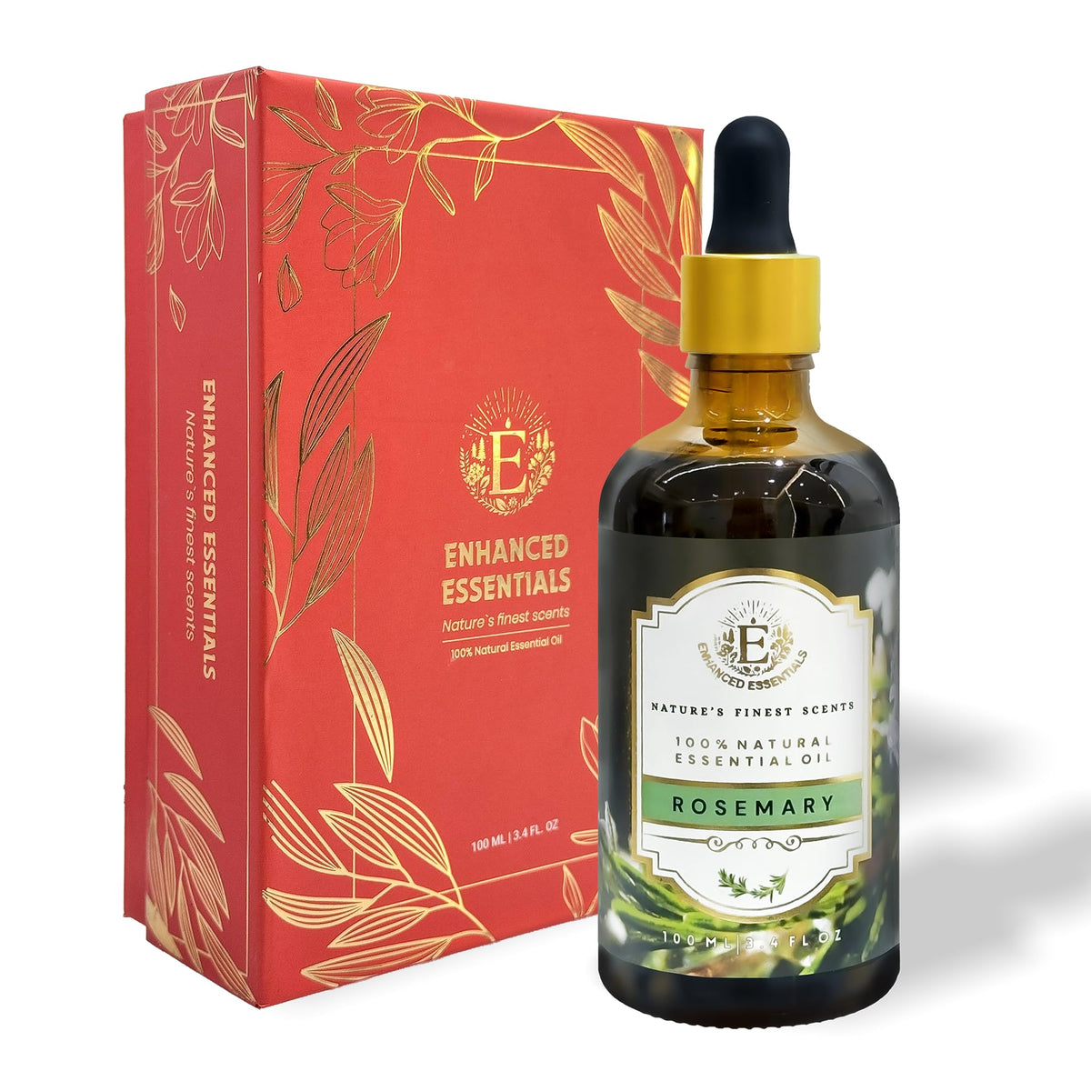 Enhanced Essentials Rosemary Essential Oil β Pure & Undiluted, 100 ml | Glass Dropper