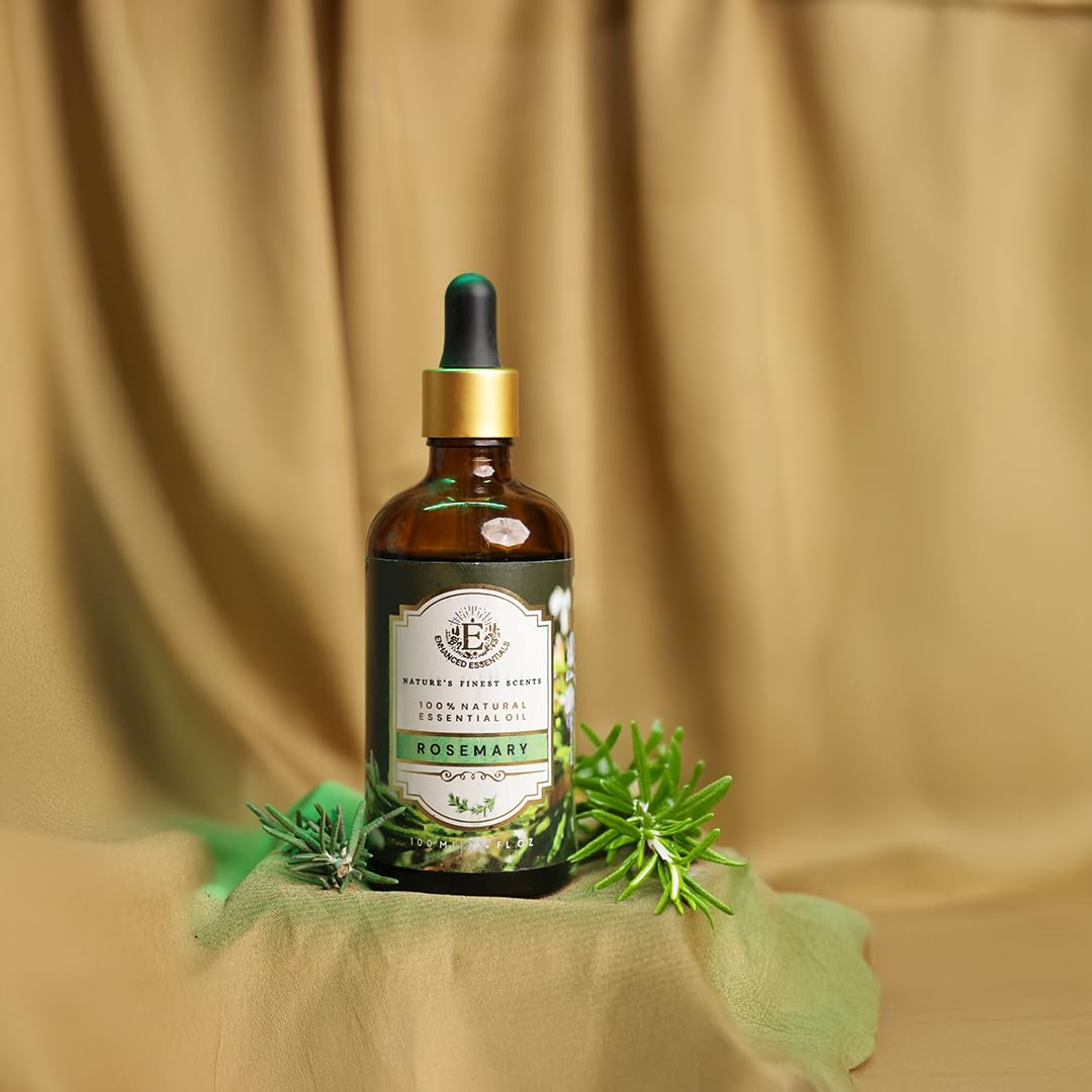 Enhanced Essentials Rosemary Essential Oil β Pure & Undiluted, 100 ml | Glass Dropper