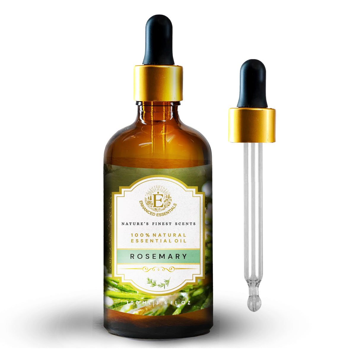 Enhanced Essentials Rosemary Essential Oil β Pure & Undiluted, 100 ml | Glass Dropper