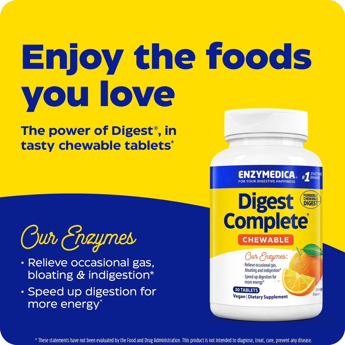 Enzymedica Digest Chewable Orange - إنزيمات هاضمة، 30 قرصًا