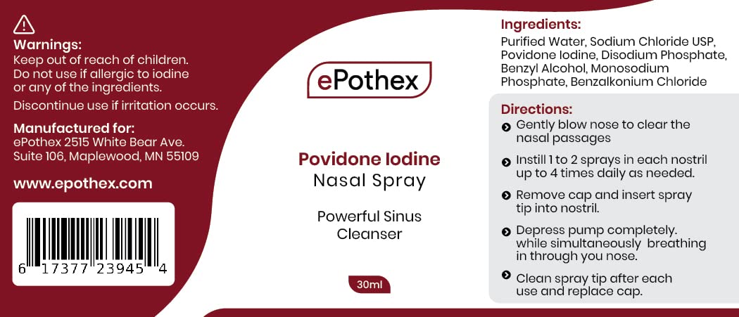 EPOTHEX 1% Povidone Iodine Nasal Spray — Travel-Ready Nasal Cleanser