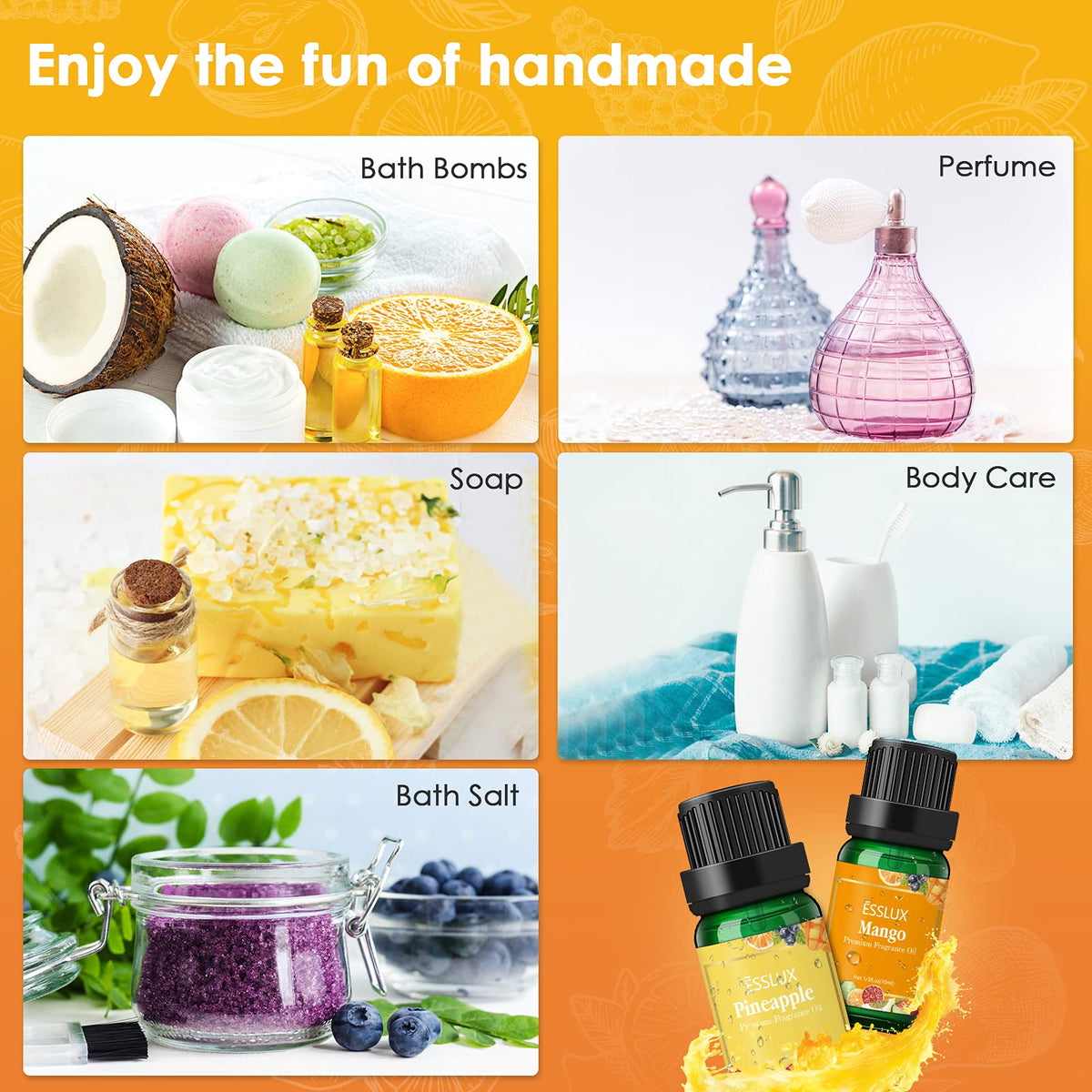 ESSLUX Fruity Fragrance Oils Set β 14 Premium Fruit Scents for Diffusers & DIY