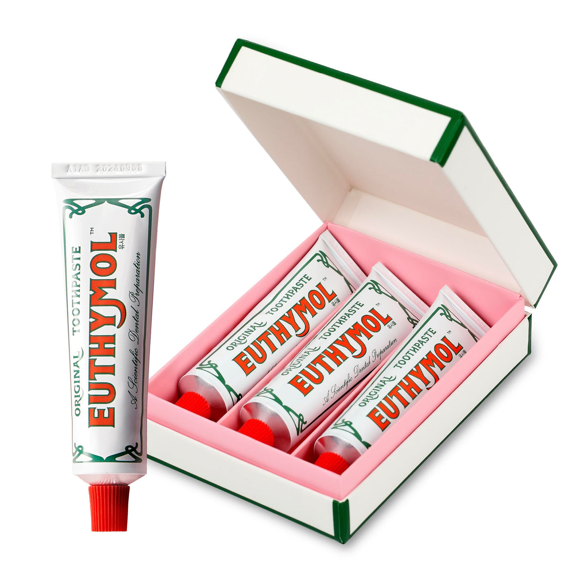 EUTHYMOL Original Dentifricio Set da Viaggio - Senza Fluoro 3x40g | Confezione Regalo
