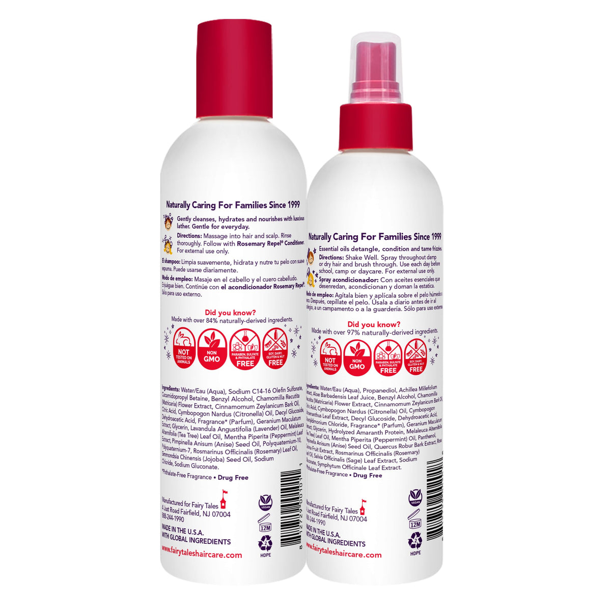 Fairy Tales Rosemary Repel Shampoo (12 oz) & Conditioning Spray (8 oz) Duo for Kids β Gentle, Detangling & Scented, Lice-Deterrence Potential