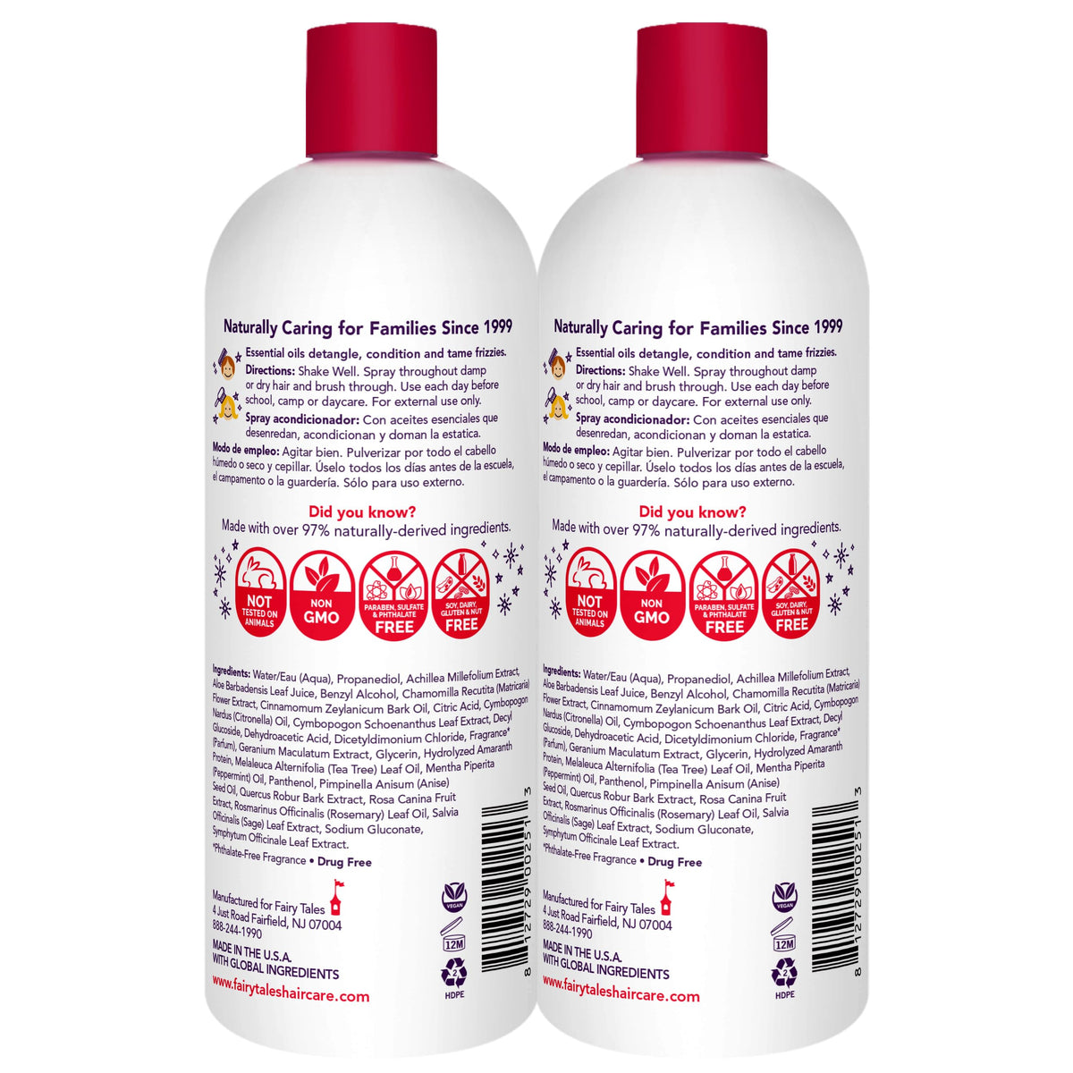 Fairy Tales Rosemary Repel Daily Kids Conditioning Spray REFILL – 32 oz x 2, Gentle Detangling & Kid-Approved Scent