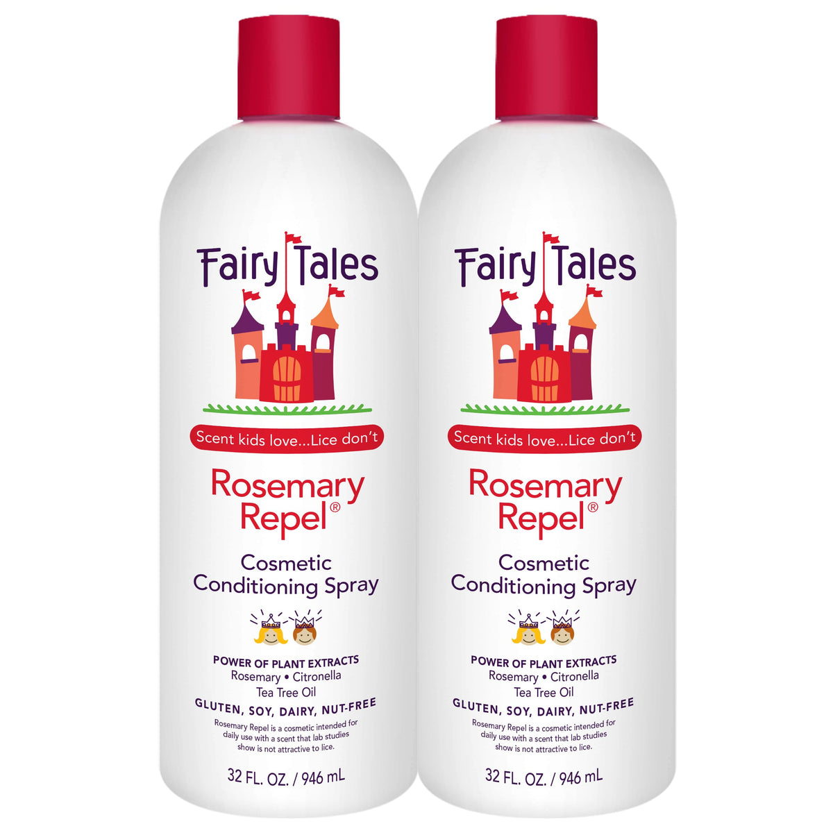 Fairy Tales Rosemary Repel Daily Kids Conditioning Spray REFILL – 32 oz x 2, Gentle Detangling & Kid-Approved Scent