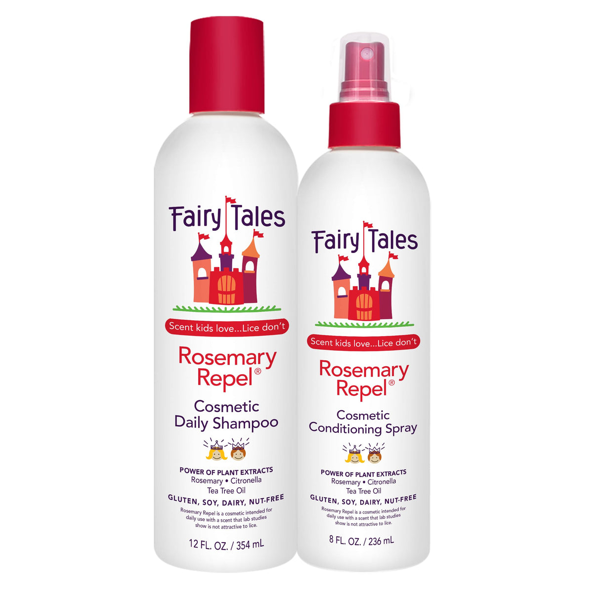 Fairy Tales Rosemary Repel Shampoo (12 oz) & Conditioning Spray (8 oz) Duo for Kids β Gentle, Detangling & Scented, Lice-Deterrence Potential