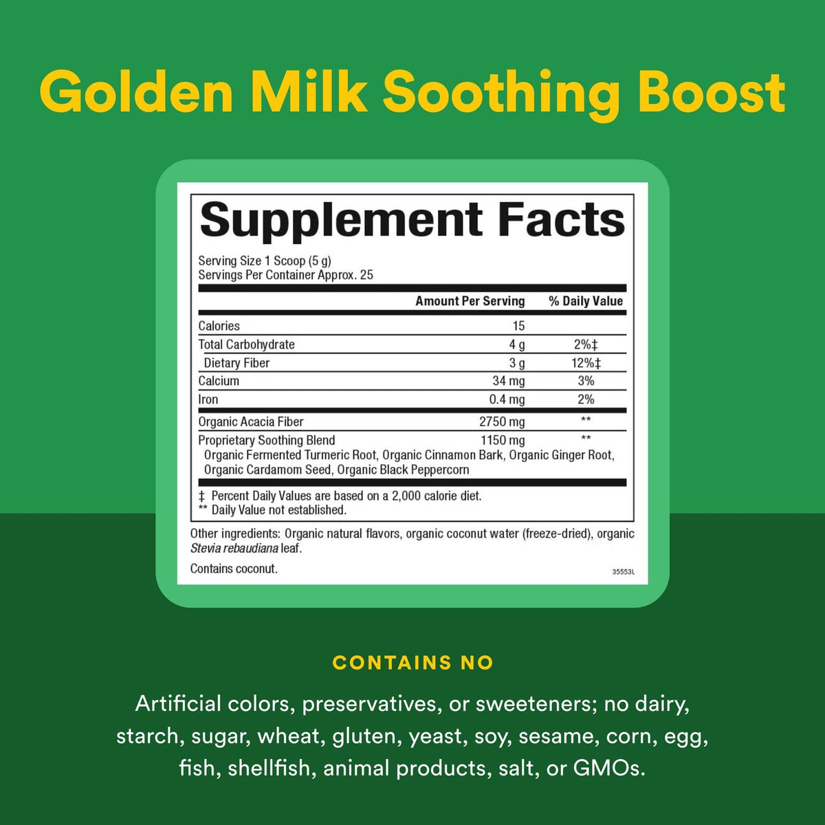Whole Earth & Sea Golden Milk Soothing Boost: Turmeric & Ginger 4.4 oz Powder