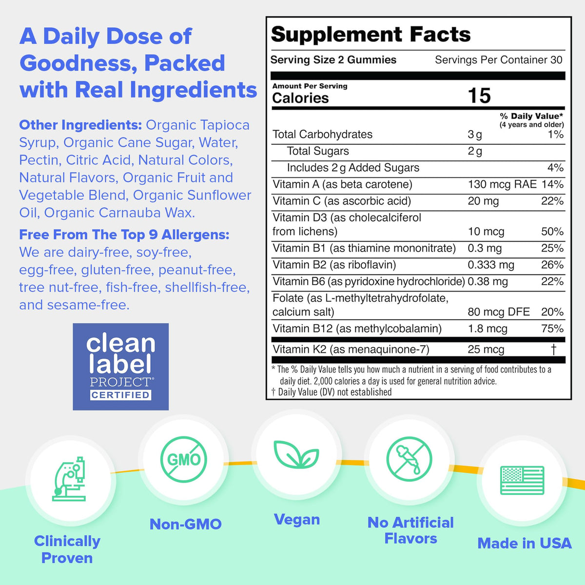 First Day Kids Multivitamin Gummies Age 4+, Strawberry & Orange - Kids Vitamins Multivitamin Gummy A C D3 K2 B1 B2 B6 B12 Folate, Immunity & Brain Function, Vegan - 30 Day Supply, Packaging May Vary