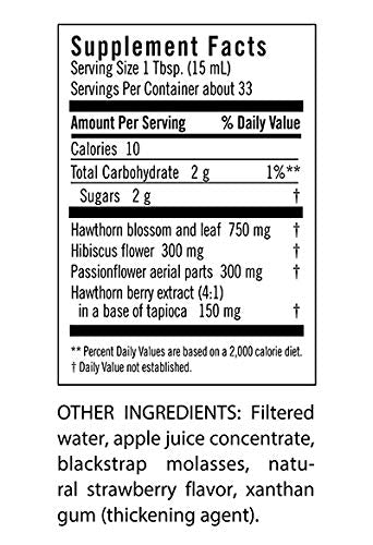 Flora Cardio-Essence: Hawthorn, Hibiscus & Passionflower Tonic β Gluten Free, Vegan, 17 oz Glass Bottle