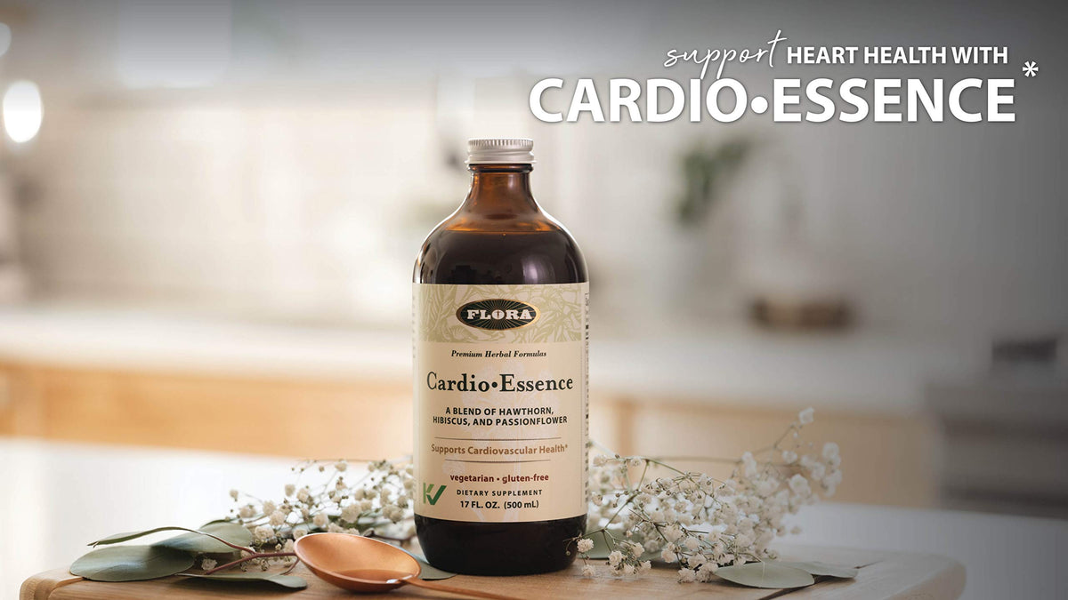 Flora Cardio-Essence: Hawthorn, Hibiscus & Passionflower Tonic β Gluten Free, Vegan, 17 oz Glass Bottle
