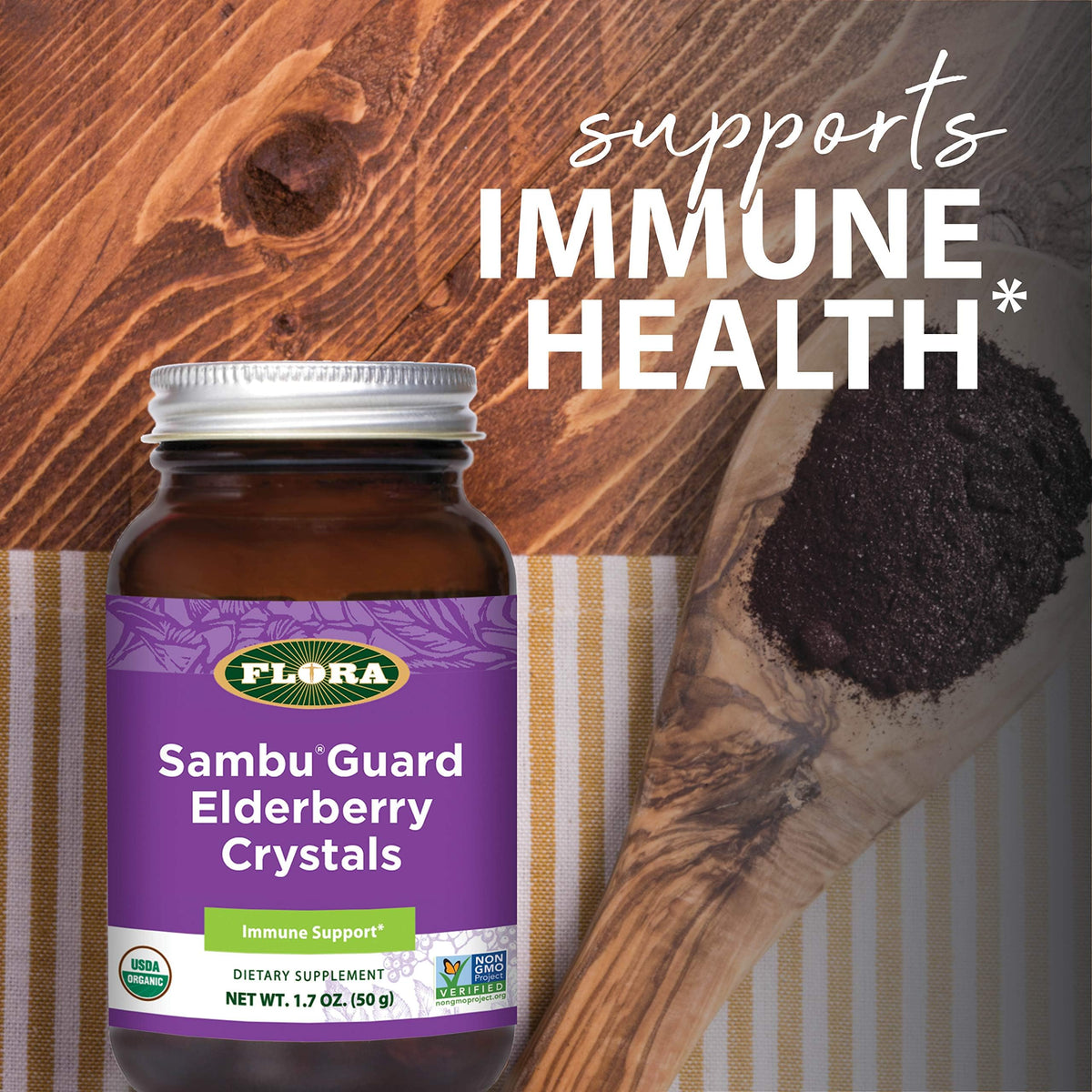 Flora SambuGuard Elderberry Crystals – Antioxidants & Immune Support, 1.7-oz Powder