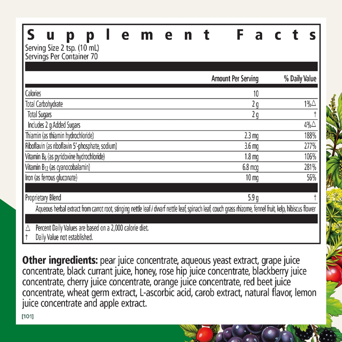 Floradix Iron & Herbs β Liquid Iron Supplement with Vitamin C & B Complex | 23.7 fl oz