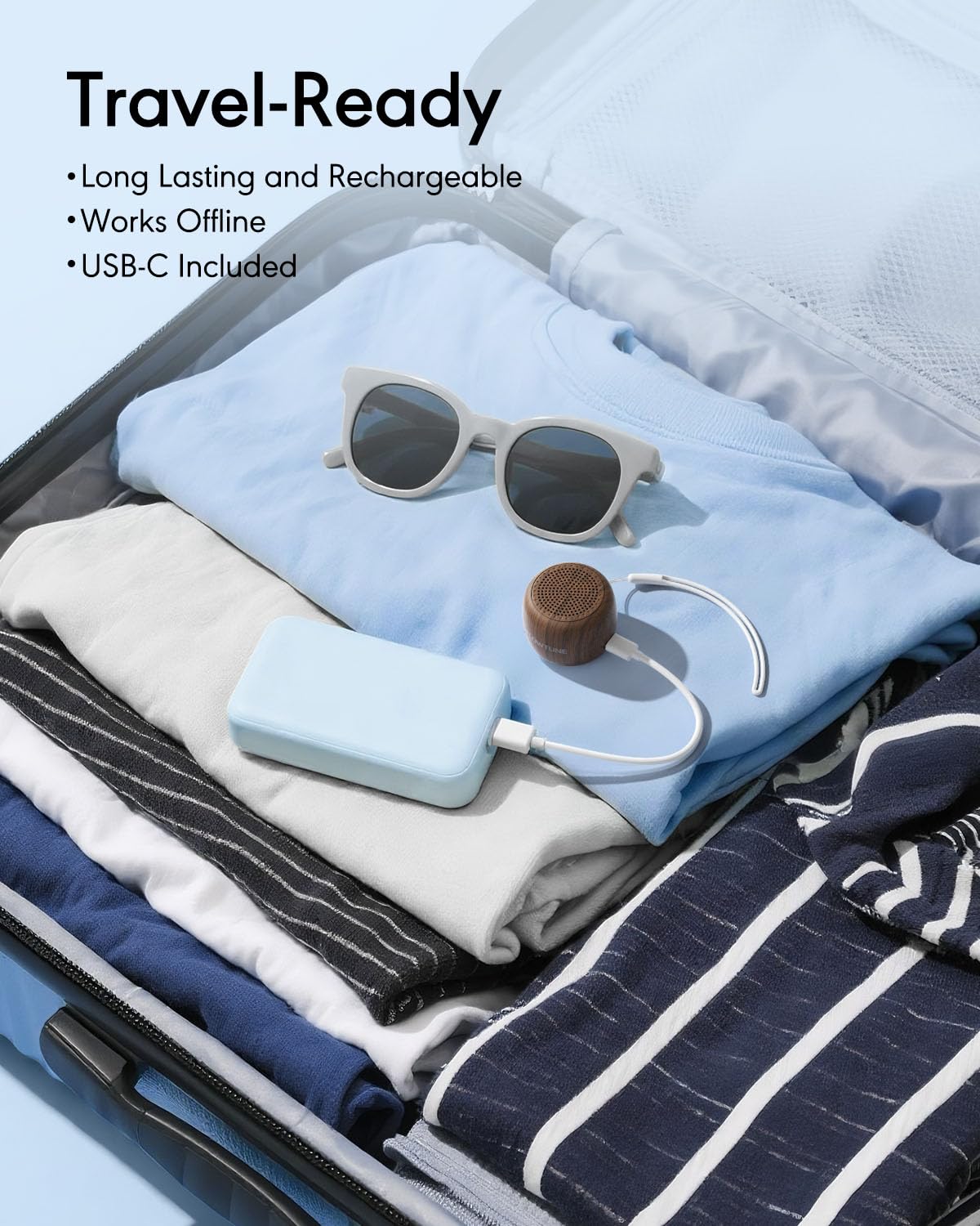 Flowtune Mini Portable White Noise Machine β 18 Sleep Sounds, 6H Timer, Wood Grain