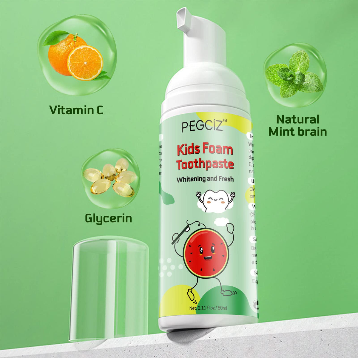 Kids Foam Toothpaste β Fruit-Flavored Fluoride Toddler Paste for U-Shape & Electric Toothbrushes | 360ΒΊCare