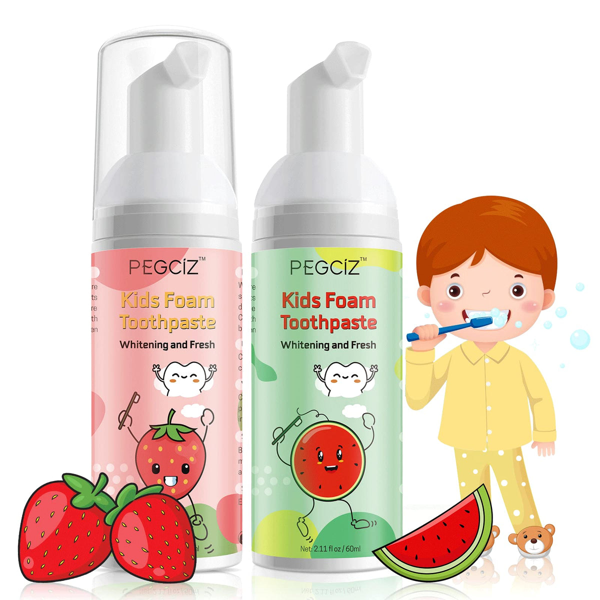 Kids Foam Toothpaste β Fruit-Flavored Fluoride Toddler Paste for U-Shape & Electric Toothbrushes | 360ΒΊCare