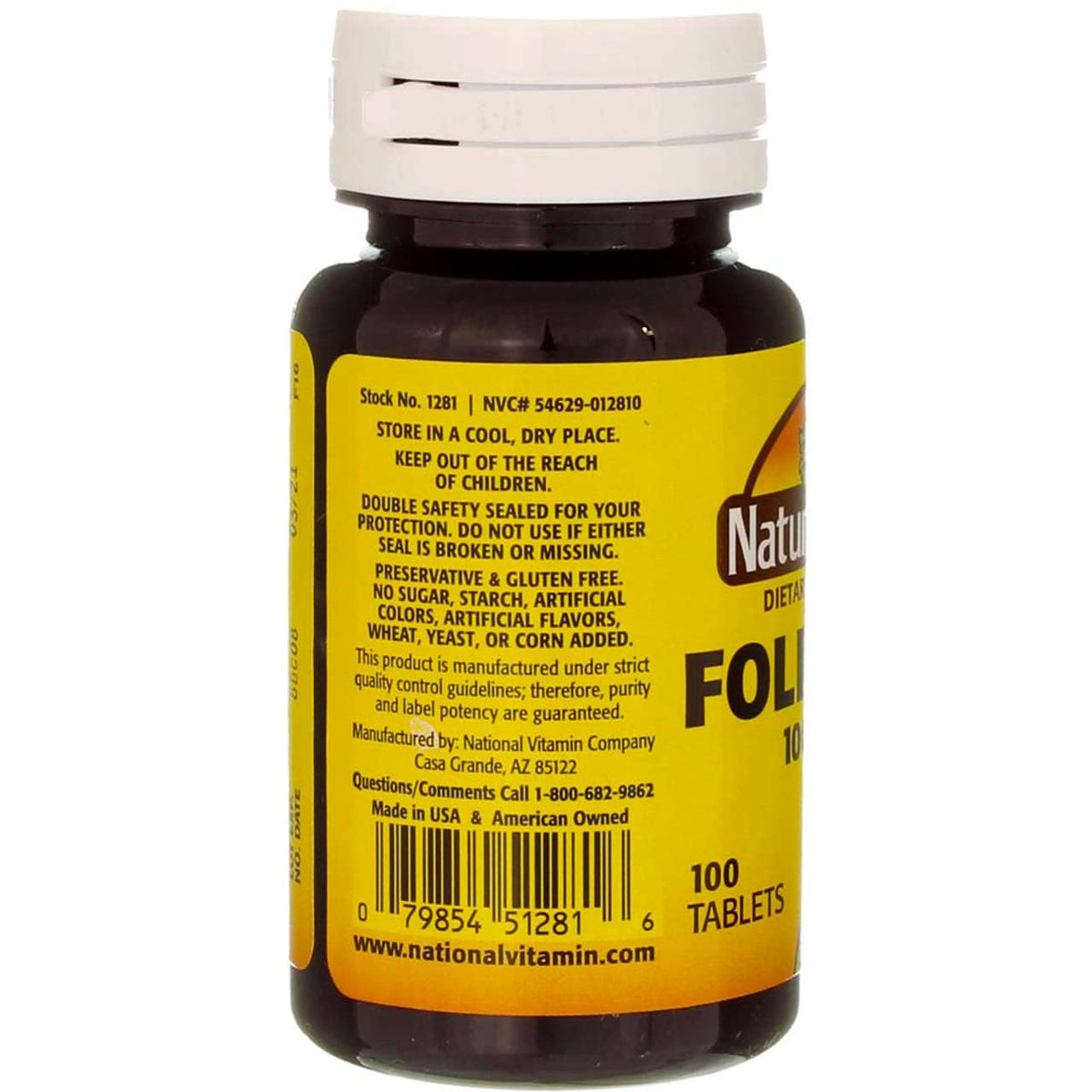 Folic Acid 1000 mcg – Nature's Blend | 100 Tablets | Gluten Free