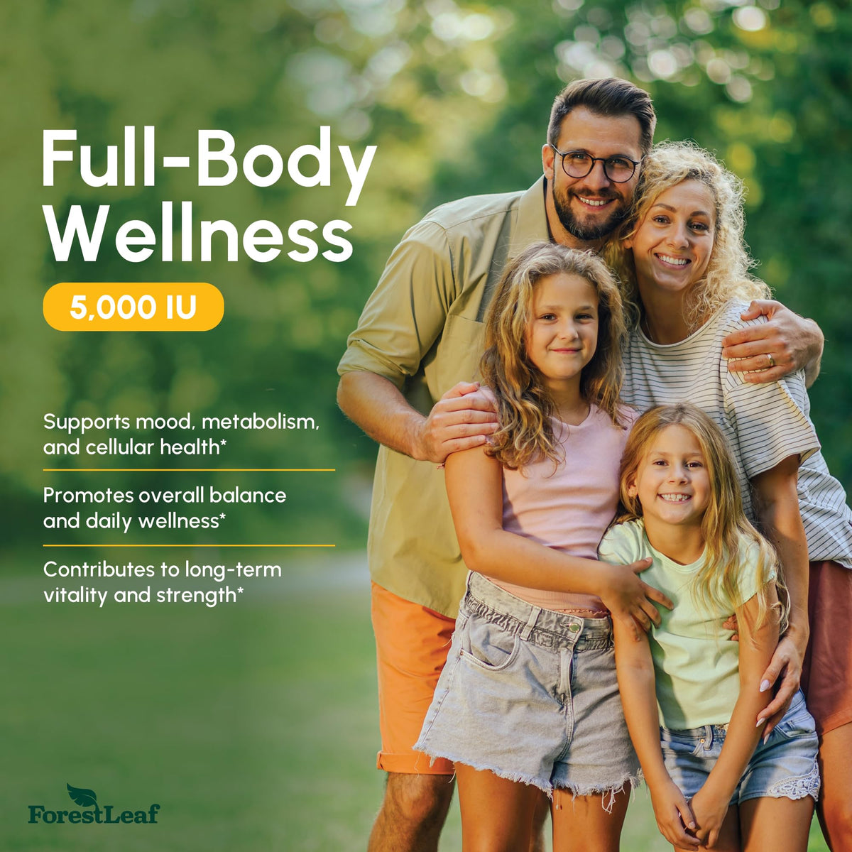 ForestLeaf Vitamin D3 5000 IU - 180 Count | Immune, Bone & Teeth Support