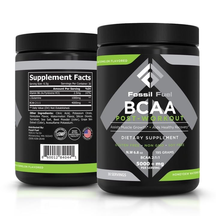 مسحوق الأحماض الأمينية متفرعة السلسلة (BCAA) الخالي من السكر من فوسيل فيول – تعافي بعد التمرين (30 حصة) | شمام بالبطيخ
