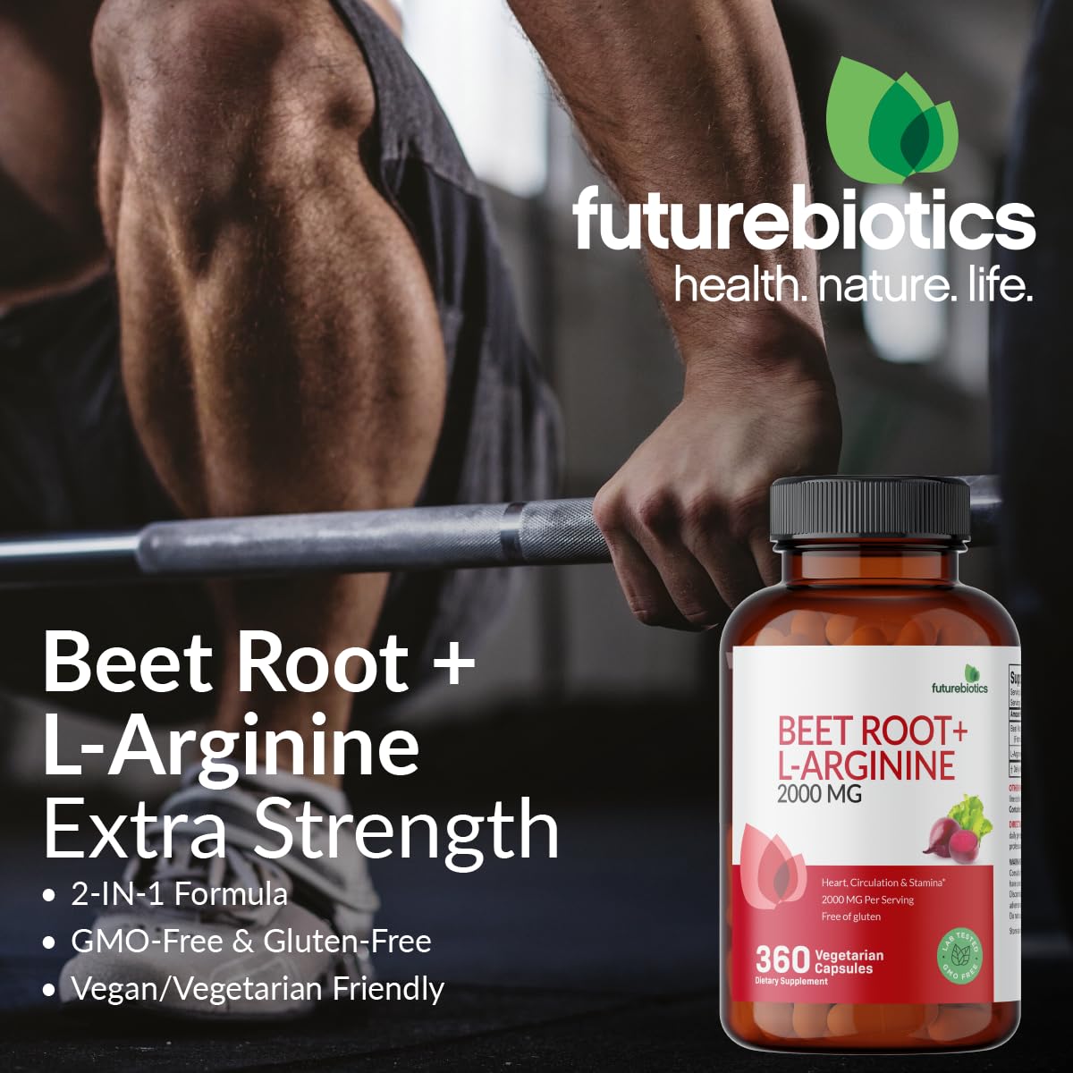 Futurebiotics جذور الشمندر + إل-أرجينين | غير معدّل وراثيًا 120 كبسولة نباتية