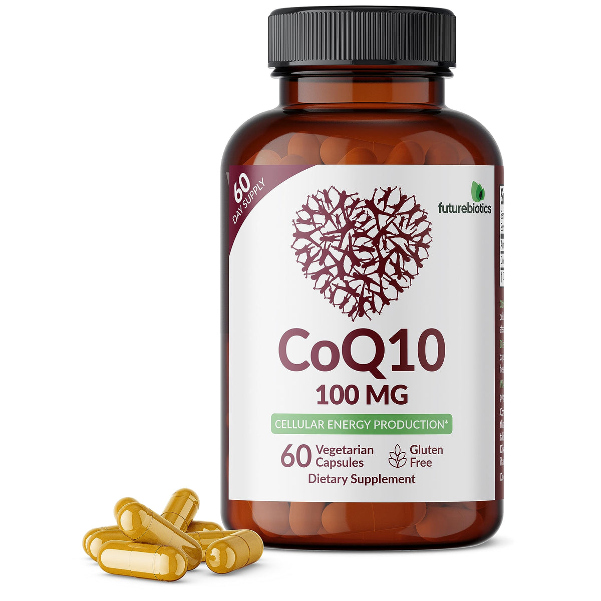 Futurebiotics CoQ10 100 ملجم – إنتاج الطاقة الخلوية | 60 كبسولة نباتية | خالٍ من الجلوتين ونباتي