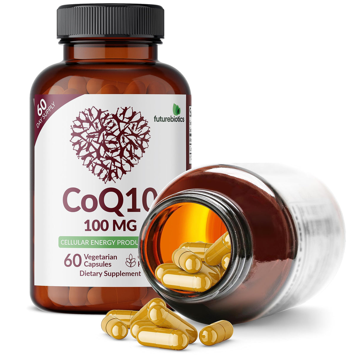 Futurebiotics CoQ10 100 ملجم – إنتاج الطاقة الخلوية | 60 كبسولة نباتية | خالٍ من الجلوتين ونباتي