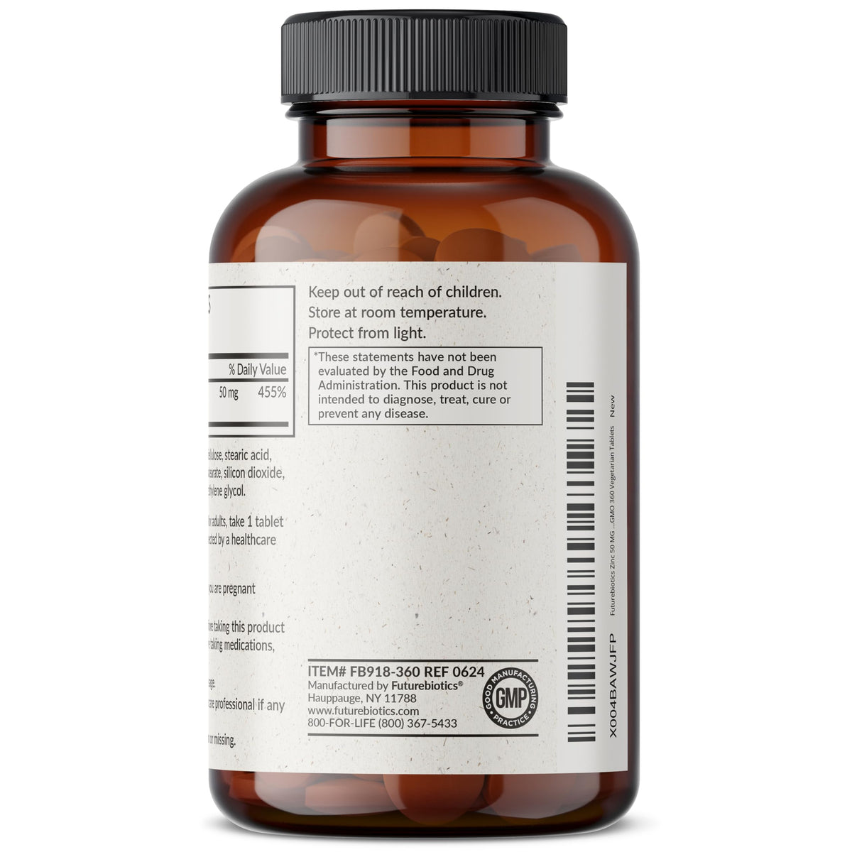 Futurebiotics Zinc 50 MG High Potency β 1 Year Supply, Non-GMO, 360 Tablets