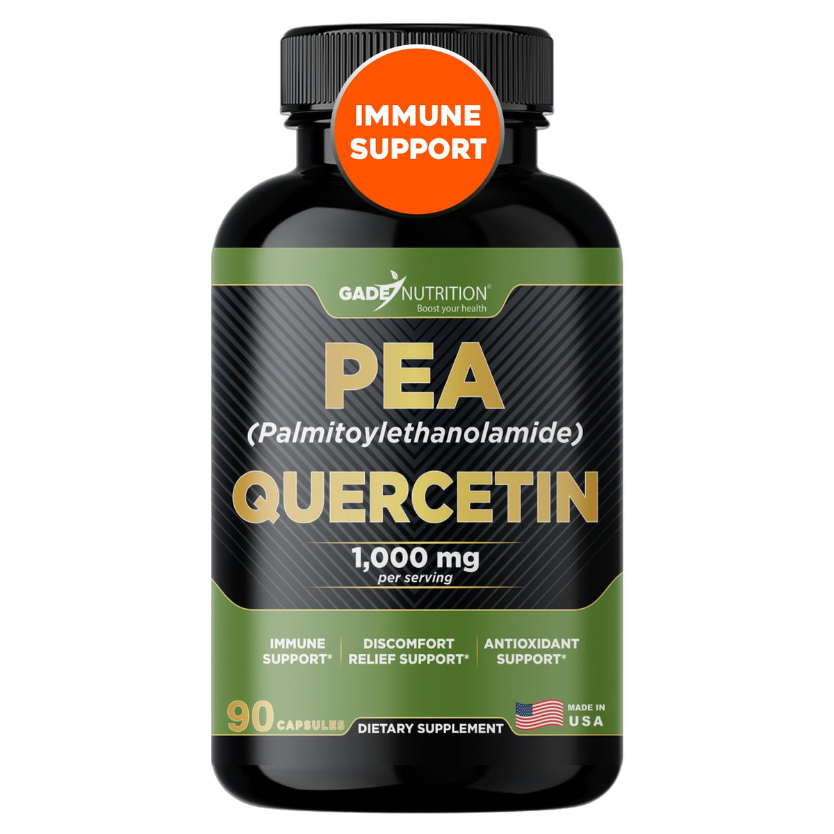 Gade Nutrition بالميتويليثانولاميد PEA + فيتوزوم كيرسيتين | 800 ملغ PEA، 200 ملغ كيرسيتين | صنع في الولايات المتحدة الأمريكية