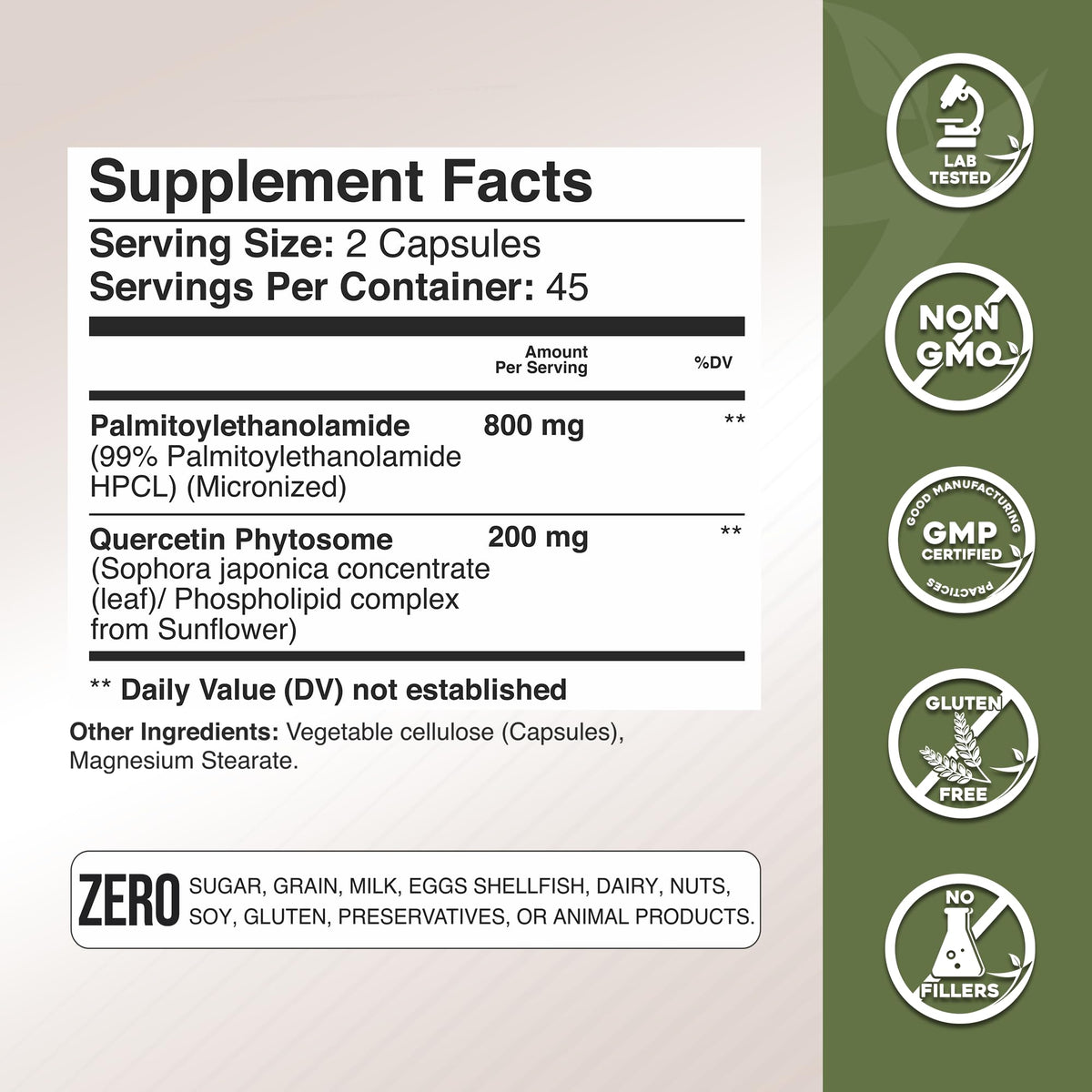 Gade Nutrition بالميتويليثانولاميد PEA + فيتوزوم كيرسيتين | 800 ملغ PEA، 200 ملغ كيرسيتين | صنع في الولايات المتحدة الأمريكية