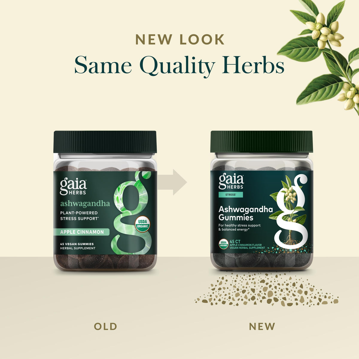 Gaia Herbs أقراص أشواغاندا عضوية قابلة للمضغ - دعم التوتر* | بالقرفة والزنجبيل - خالية من الغلوتين ونباتية - 45 قطعة
