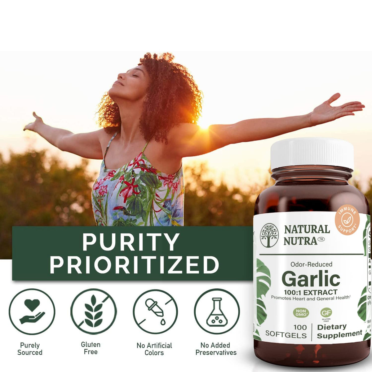Natural Nutra زيت الثوم بدون رائحة 500 ملجم – 100 كبسولة هلامية | لصحة القلب والمناعة والبشرة