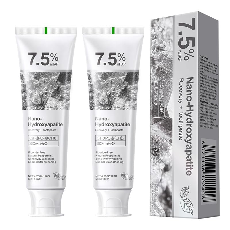 GEELIKE Nano Hydroxyapatite Toothpaste 7.5% nHAP β Enamel Strengthening, Fluoride-Free, Peppermint, 4.23 oz