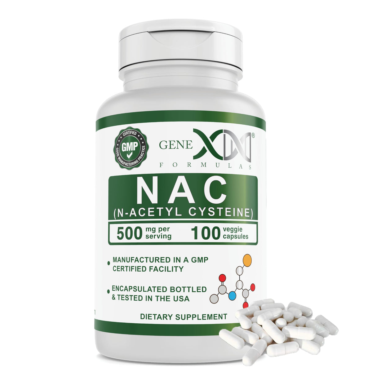 Genex NAC 500mg (100 Capsules) – Liver Health Support | Non-GMO, Gluten Free, Vegan