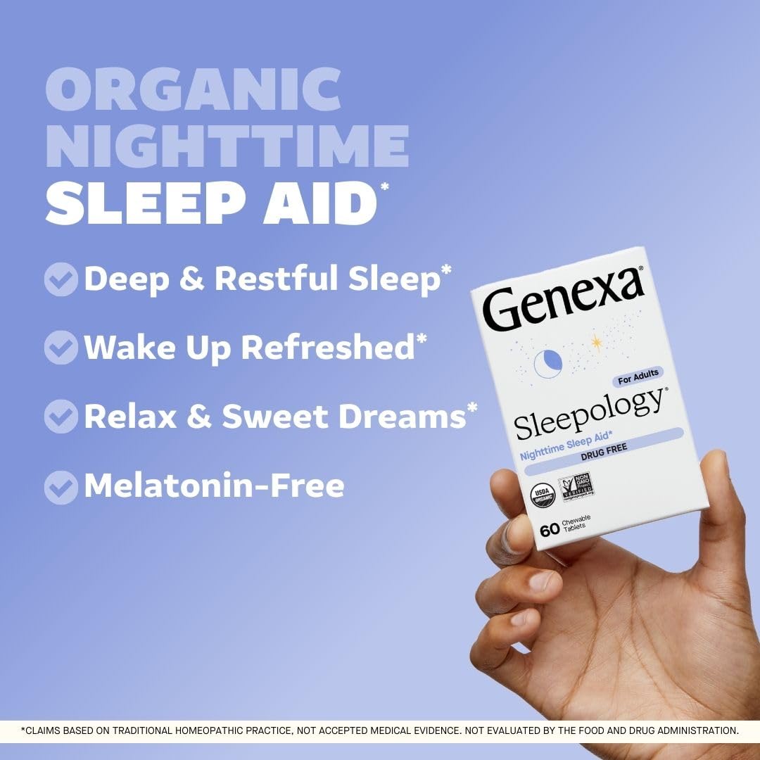 Genexa Sleepology for Adults β Melatonin-Free Sleep Aid | Organic, Vanilla & Lavender Flavor