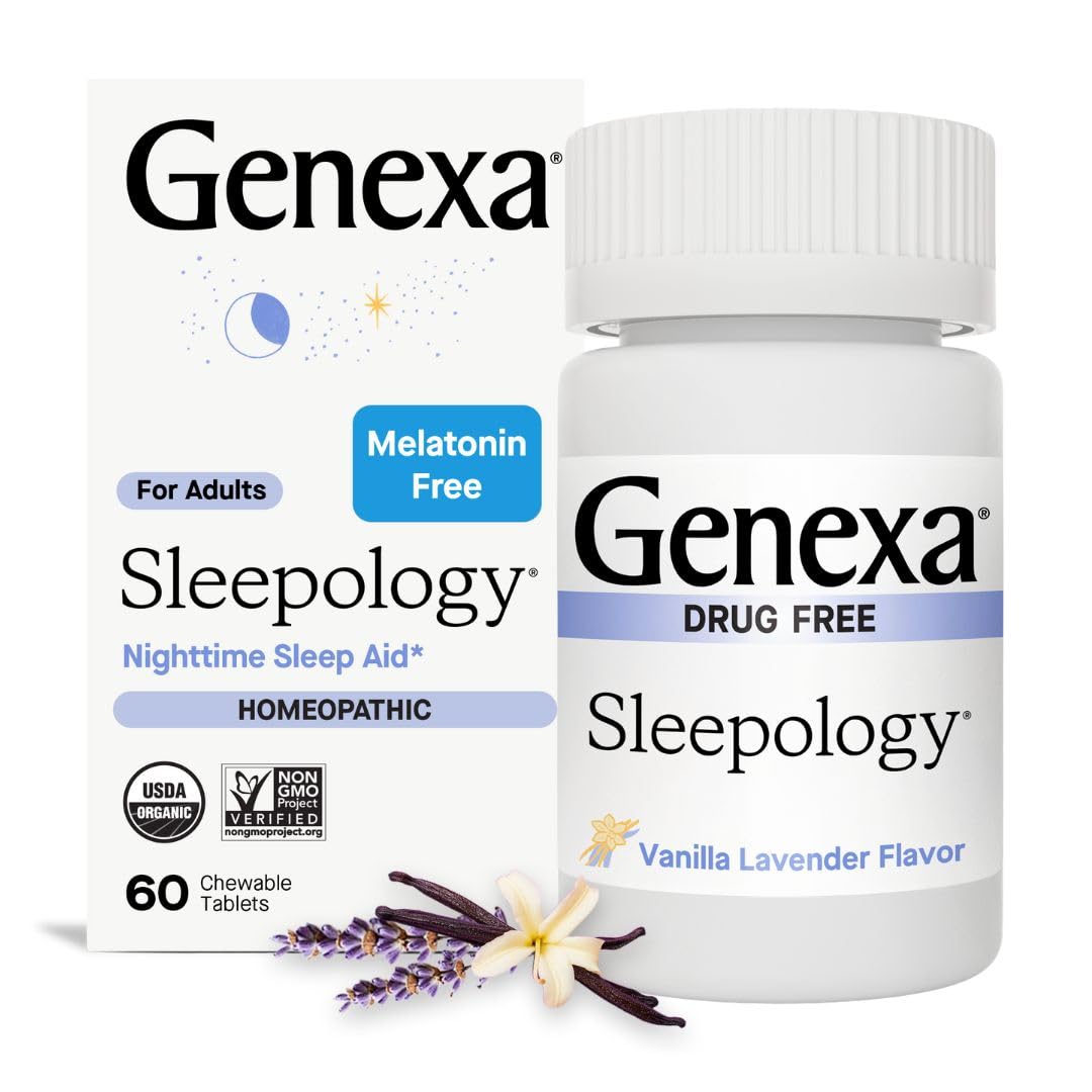 Genexa Sleepology for Adults β Melatonin-Free Sleep Aid | Organic, Vanilla & Lavender Flavor