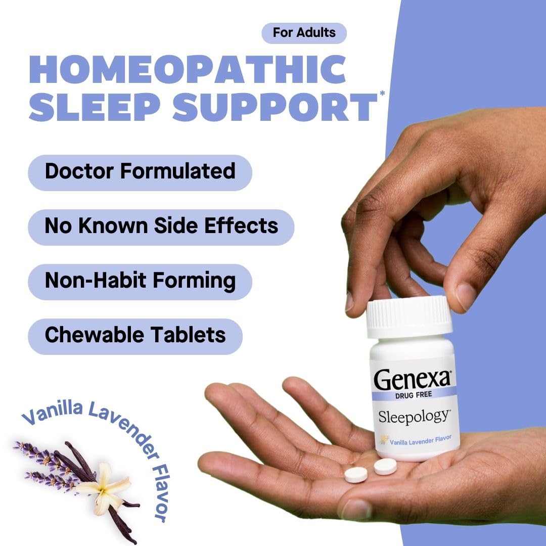 Genexa Sleepology for Adults β Melatonin-Free Sleep Aid | Organic, Vanilla & Lavender Flavor
