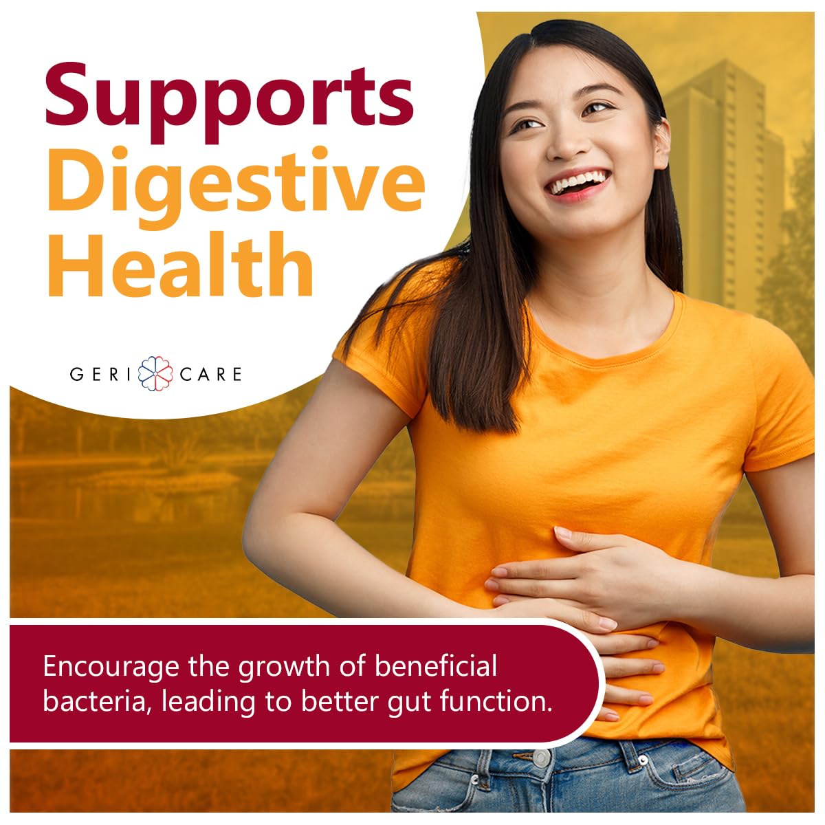 GeriCare Prebiotic Digestive Support Gummies – Berry Flavor, 72 Count | Plant-Based Fiber for Gut Health, Regularity | Non-GMO, Gluten-Free, Vegan