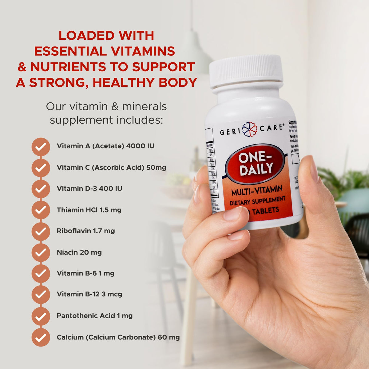 GeriCare One-Daily Multi-Vitamin Tablets Dietary Suplement 100 Count (Pack of 1)