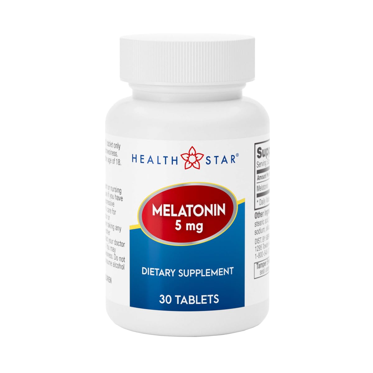 GeriCare Melatonin 5mg β Sleep Aid for Nighttime Routine, 30 Count